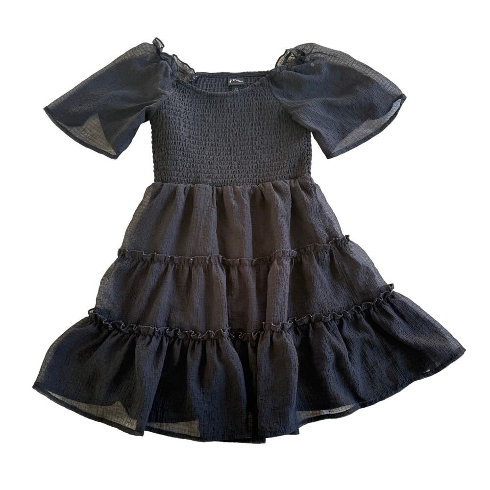 Art Class Girls Black Size Medium 8 Sheer Layer Ruffle Dress